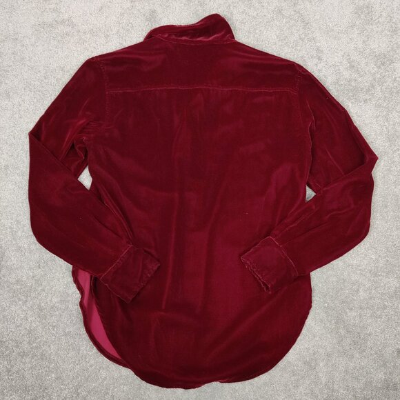 Armani Exchange AX Women's Shirt Size M Red Velvet Button Down Casual Stylish - Picture 2 of 7